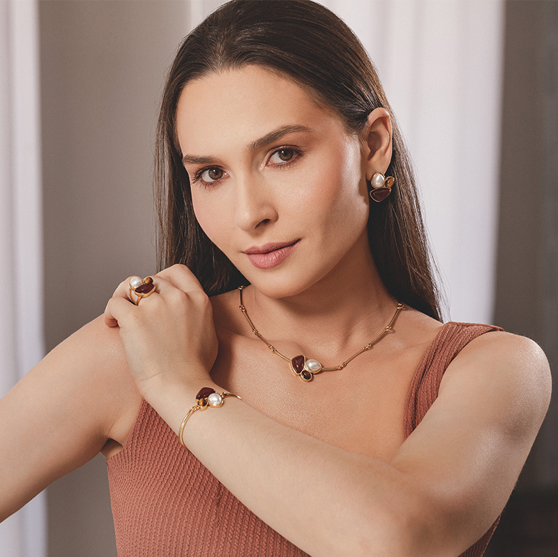 Set Trio Perla Piedra Natural