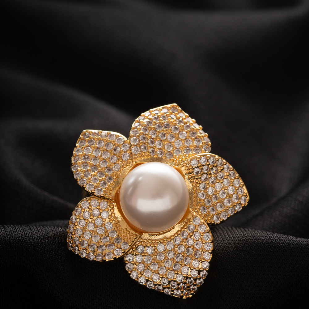Anillo Ajustable Flor Perla
