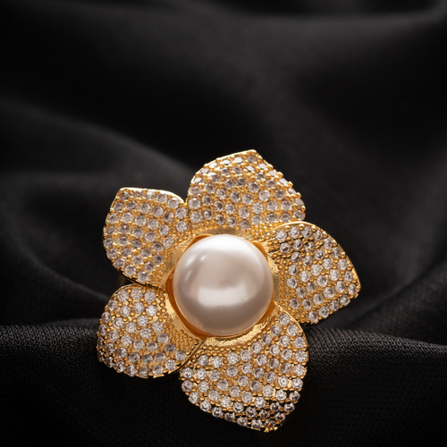 Anillo Ajustable Flor Perla