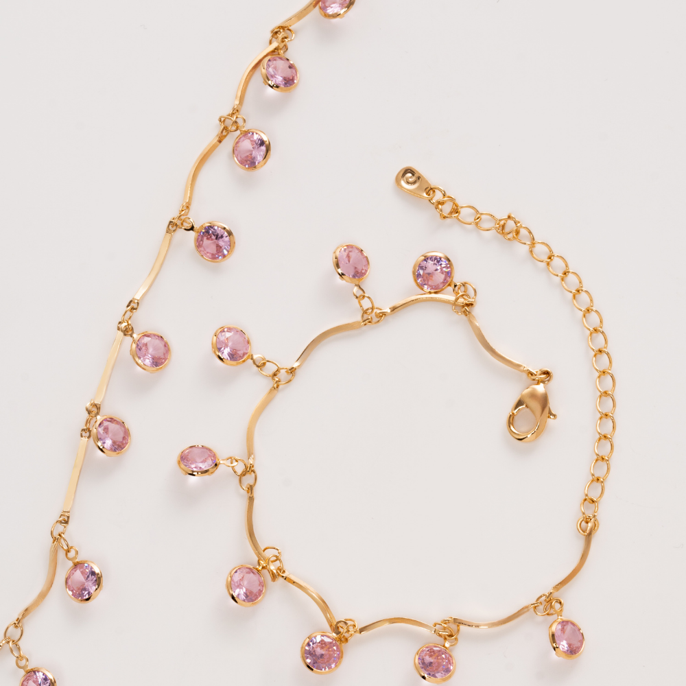 Pulsera Cristales Rosado