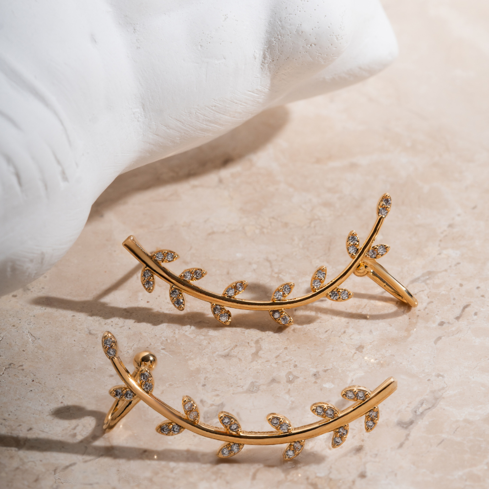 Arete Earcuff Hoja Microcircones