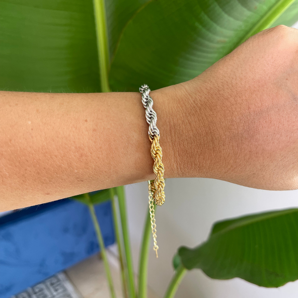 Pulsera Cordón Dúo Metales