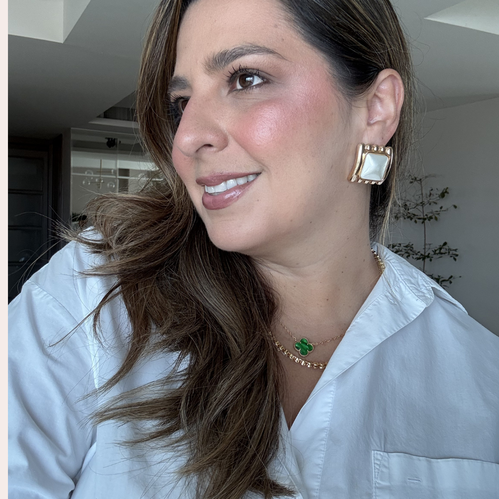 Arete Cuadrado Perla