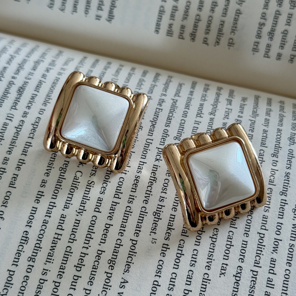 Arete Cuadrado Perla