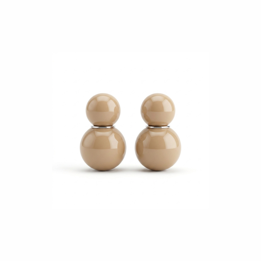 Arete Doble Esfera Beige