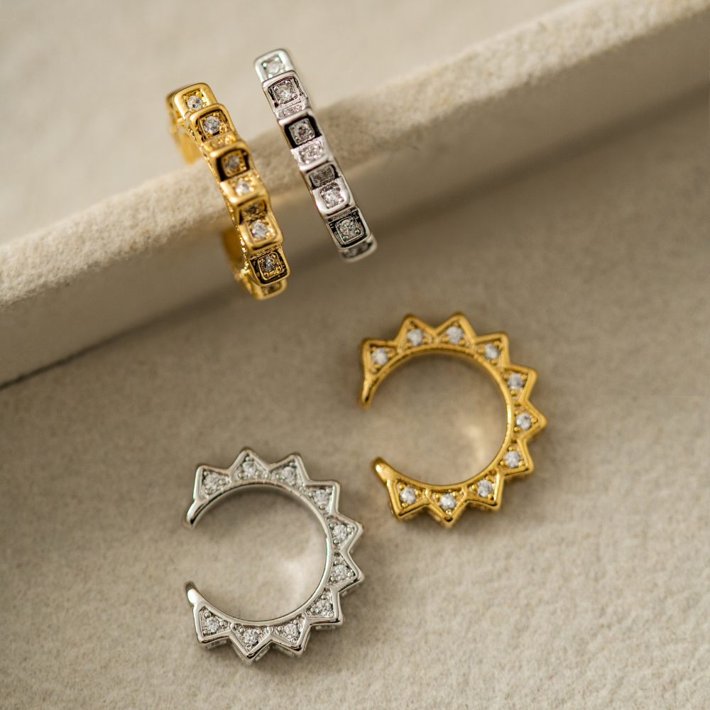 Earcuff Doble Zig Zag Circonia