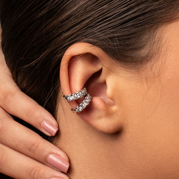 Earcuff Doble Flor Circones